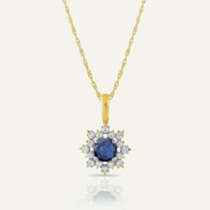 Aanika V. Sapphire & Diamond Round Flower Pendant - 1.10 Ct. T.W.