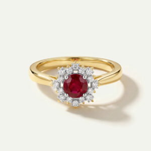Aanika V. Ruby & Diamond Round Halo Ring - 0.33 Ct. T.W.