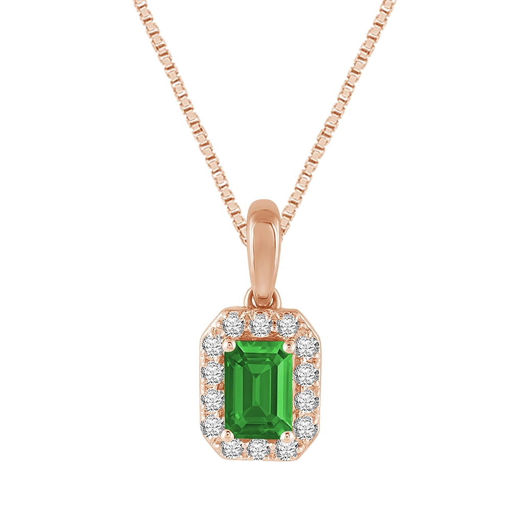 Aanika V. Emerald & Lab-Grown Diamond Halo Pendant - 0.66 Ct. T.W.
