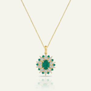 Aanika V. Emerald & Diamond Round Halo Pendant - 2.00 Ct. T.W.