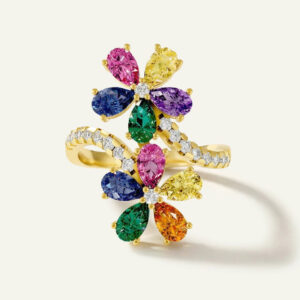 Aanika V. Multicolor Stones Flower Ring - 2.80 Ct. T.W.