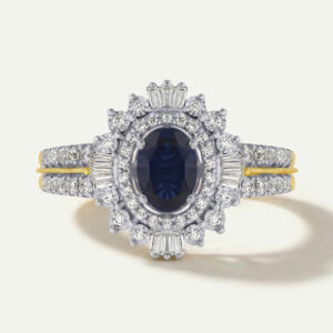 Aanika V. Sapphire & Diamond Oval Blue Halo Ring - 1.50 Ct. T.W.