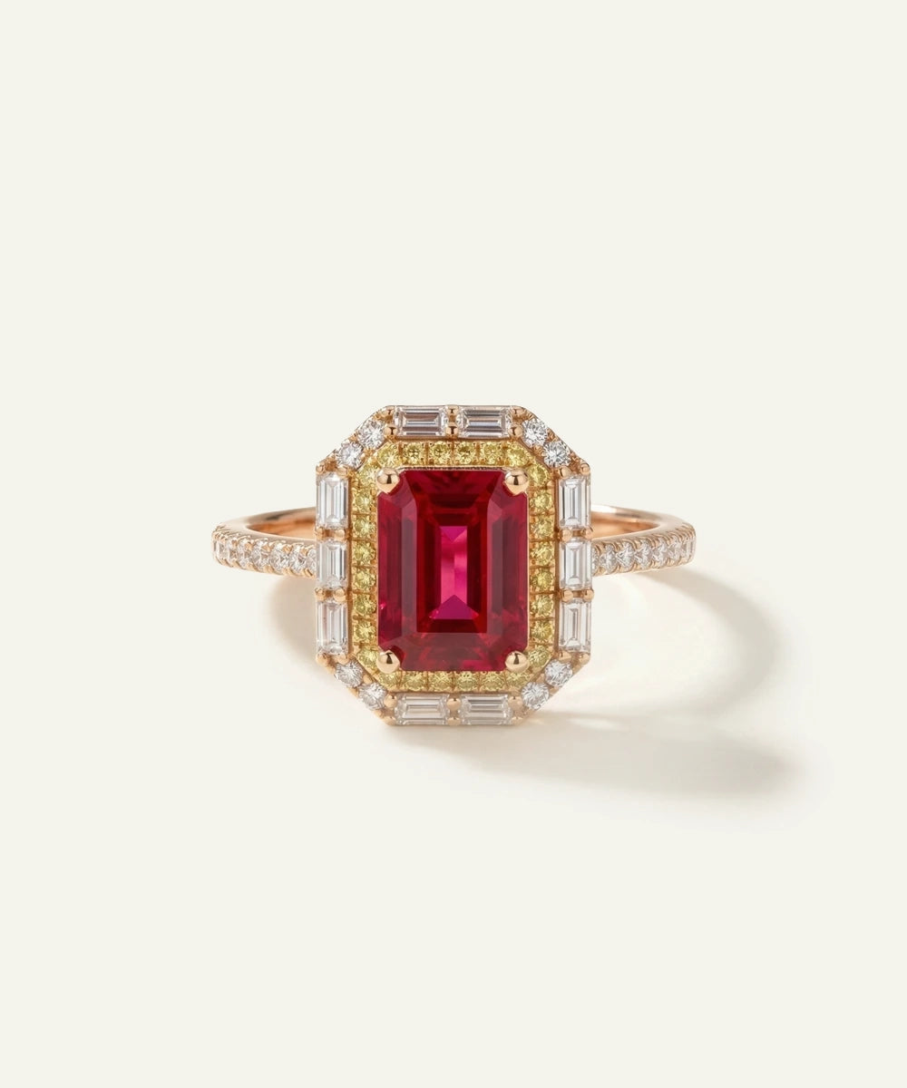 Aanika V. Ruby & Diamond Double Halo Ring - 1.70 Ct. T.W.