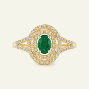 Aanika V. Emerald & Lab-Grown Diamond Double Diamond Halo Ring - 0.60 Ct. T.W.