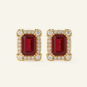 Aanika V. Ruby & Lab-Grown Diamond Halo Studs - 2.00 Ct. T.W.