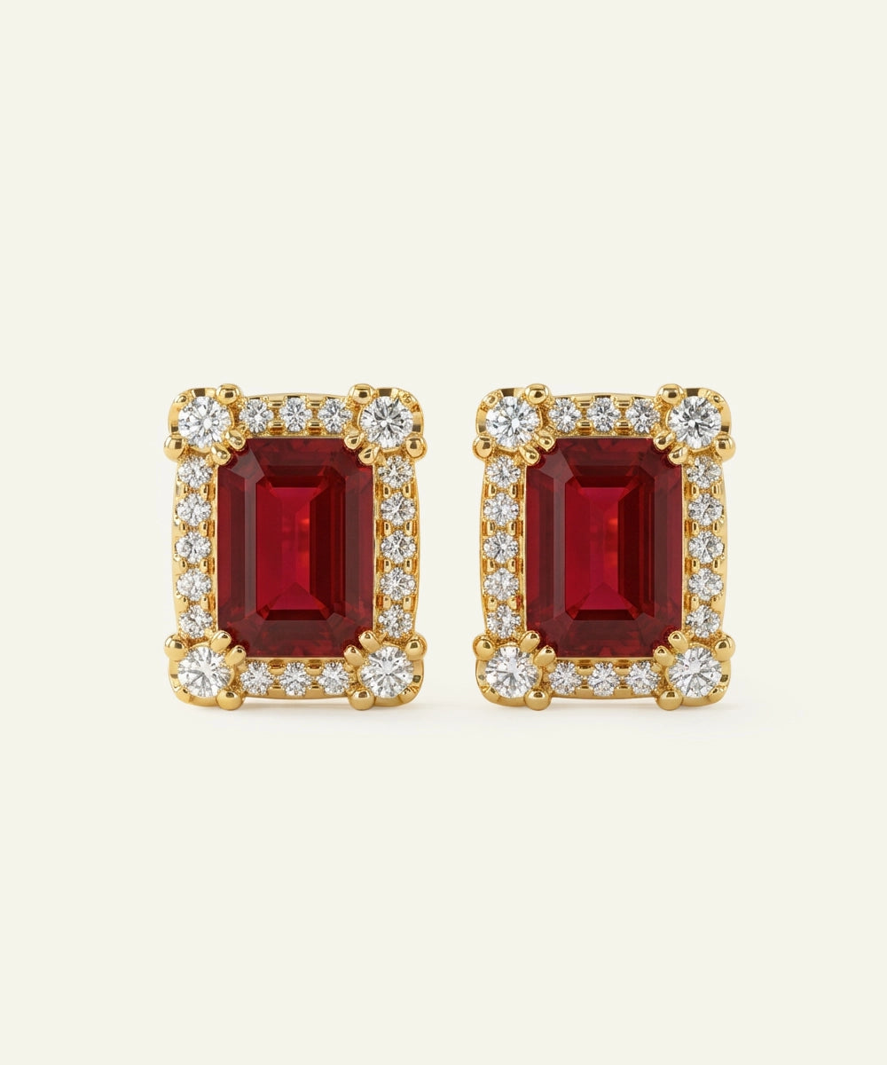 Aanika V. Ruby & Lab-Grown Diamond Halo Studs - 2.00 Ct. T.W.