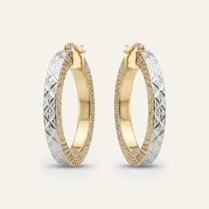 Oroventi Two-toned Detailed Hoops