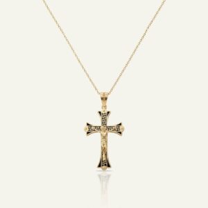Oroventi Black Enamel Crucifix Cross Pendant